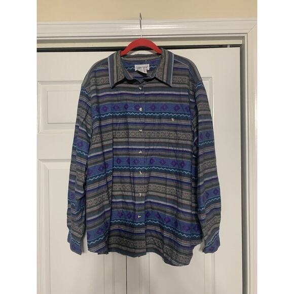Vintage Cabin Creek Embroidered Southwestern Western Boho Button Up Shirt 26W - Picture 3 of 8